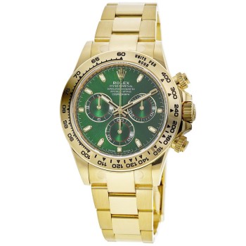 Relógio masculino Rolex Cosmograph Daytona John Mayer falso ouro amarelo 18kt com mostrador verde 116508-0013