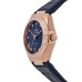 Réplica Omega Constellation Cronômetro 29mm Mostrador Azul Diamante Rosa Ouro Pulseira de Couro Relógio Feminino 131.58.29.20.99.006