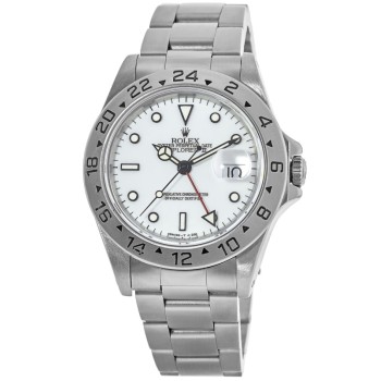 Réplica Rolex Explorer ll com mostrador branco e pulseira de aço com furos para relógio masculino 16570-Branco-PO