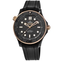 Réplica Omega Seamaster Diver 300 M Caixa de Cerâmica Pulseira de Borracha Relógio Masculino 210.62.44.20.01.001