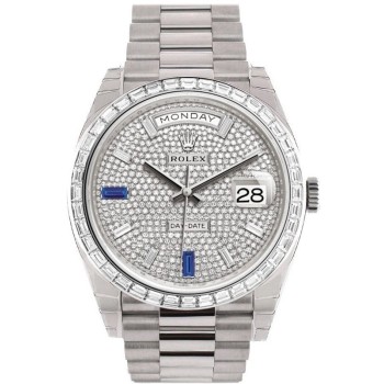 Relógio masculino Rolex Day-Date com mostrador de diamante em platina falso 228396TBR