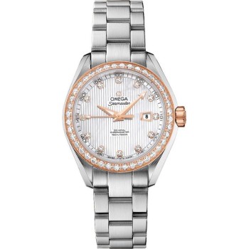 Copiar relógio feminino Omega Seamaster Aqua Terra Diamond Bezel 231.25.34.20.55.003