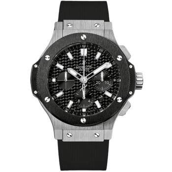 Replica Relógio Hublot Big Bang Evolution preto cronógrafo com pulseira de couro preto 301.SM.1770.GR