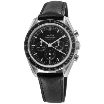 Réplica Omega Speedmaster Professional Moonwatch Relógio Masculino com Pulseira de Couro com Mostrador Preto 310.32.42.50.01.002