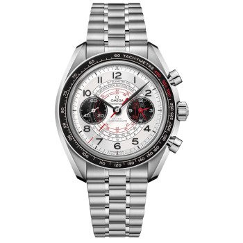 Falso Omega Speedmaster Chronoscópio Co-Axial Master Chronometer Chronograph 43 mm Prata e amp; Relógio masculino com mostrador preto 329.30.43.51.02.002