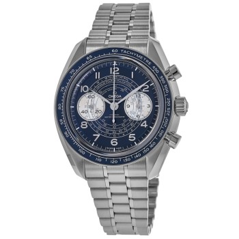 Réplica Omega Speedmaster Chronoscópio Co-Axial Master Chronometer Chronograph 43 mm Relógio masculino de aço com mostrador azul 329.30.43.51.03.001