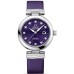 Relógio feminino falso Omega De Ville Ladymatic roxo diamante mostrador pulseira de couro 425.32.34.20.60.001