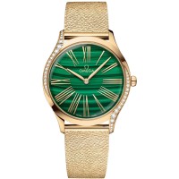 Réplica Omega De Ville Tresor Mostrador Verde Diamante Ouro Amarelo Relógio Feminino 428.55.36.60.99.003