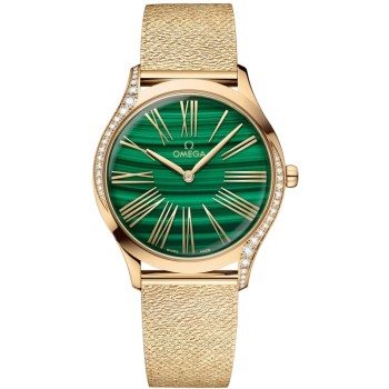 Réplica Omega De Ville Tresor Mostrador Verde Diamante Ouro Amarelo Relógio Feminino 428.55.36.60.99.003