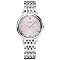 Réplica Omega De Ville Prestige Quartz 30mm Relógio Feminino em Aço com Mostrador Rosa 434.10.30.60.02.001