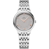 Réplica Omega De Ville Prestige Quartz 30mm Mostrador Cinza Relógio Feminino de Aço 434.10.30.60.06.001