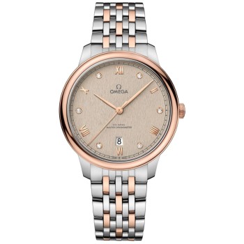 Réplica Omega De Ville Prestige Co-Axial Master Chronometer 40mm Off White Diamond Dial Relógio masculino em ouro rosa e aço 434.20.40.20.59.001