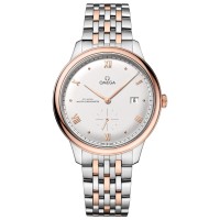 Réplica Omega De Ville Prestige Co-Axial Master Chronometer Pequenos Segundos 41mm Mostrador Prateado Relógio Masculino em Ouro Rosa e Aço 434.20.41.20.02.001