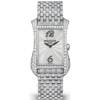 Cópia Patek Philippe Gondolo Relógio feminino em madrepérola com mostrador diamante em ouro branco 4972/1G-001