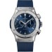 Replica Relógio Hublot Classic Fusion cronógrafo com mostrador azul e pulseira de borracha 521.NX.7170.RX