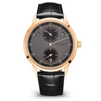 Réplica Patek Philippe Complicações Calendário Anual 18kt Rosa Ouro Cinza Mostrador Relógio Masculino 5235/50R-001