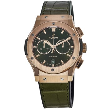 Réplica Hublot Classic Fusion Chronograph King Gold Green Dial Rubber Strap Relógio Masculino 541.OX.8980.LR