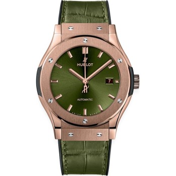 Réplica Hublot Classic Fusion Relógio Masculino com Mostrador Verde Automático com Pulseira de Couro Verde 542.OX.8980.LR