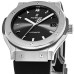 Relógio feminino falso Hublot Classic Fusion automático com mostrador preto e pulseira de borracha 565.NX.1470.RX