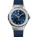 Réplica Hublot Classic Fusion 38 mm mostrador azul pulseira de couro relógio masculino 565.NX.7170.RX