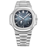 Réplica de relógio masculino Patek Philippe Nautilus com mostrador azul em aço 5712/1A-001