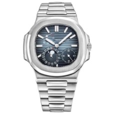 Réplica de relógio masculino Patek Philippe Nautilus com mostrador azul em aço 5712/1A-001