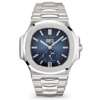 Copiar relógio masculino Patek Philippe Nautilus com mostrador azul em aço 5726/1A-014