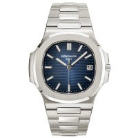 Replica Relógio Patek Philippe Nautilus com mostrador azul em ouro branco 18K 5811/1G-001