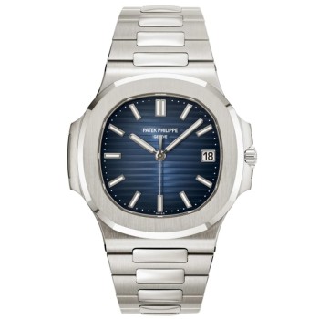 Replica Relógio Patek Philippe Nautilus com mostrador azul em ouro branco 18K 5811/1G-001