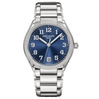 Réplica Patek Philippe Twenty 4 Relógio Feminino Automático Azul Sunburst Diamond Dial 7300/1200A-001