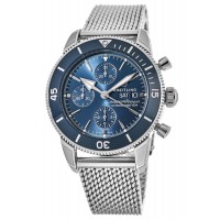 Cópia Breitling Superocean Heritage II cronógrafo 44 mostrador azul moldura de cerâmica relógio masculino de aço A13313161C1A1