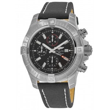 Falso Breitling Avenger Super Avenger Cronógrafo 48 Mostrador Preto Implantação Pulseira de Couro Relógio Masculino A13375101B1X2