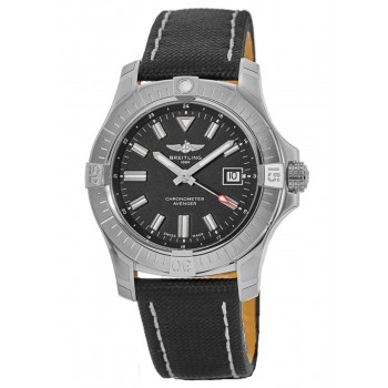 Réplica Breitling Avenger Automático 43 Mostrador Preto Pulseira De Couro Relógio Masculino A17318101B1X1