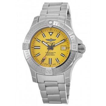 Réplica Breitling Avenger Automático 45 Seawolf Relógio Masculino de Aço com Mostrador Amarelo A17319101I1A1