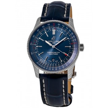 Réplica Breitling Navitimer Automático 41 Mostrador Azul Pulseira de Couro de Crocodilo Azul Relógio Masculino A17326161C1P4