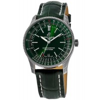 Réplica Breitling Navitimer Automático 41 Mostrador Verde Pulseira De Couro Relógio Masculino A17326361L1P1