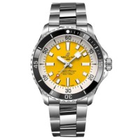 Replica Relógio Breitling Superocean automático 42 com mostrador amarelo em aço A17375211I1A1