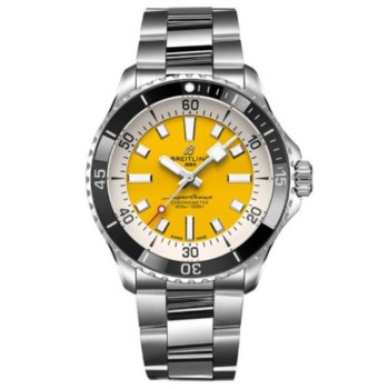 Replica Relógio Breitling Superocean automático 42 com mostrador amarelo em aço A17375211I1A1