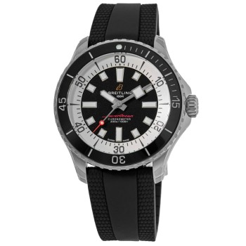 Réplica Breitling Superocean Automático 44 Mostrador Preto Pulseira De Borracha Relógio Masculino A17376211B1S1