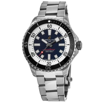 Réplica Breitling Superocean Automático 44 Relógio Masculino de Aço com Mostrador Azul A17376211C1A1