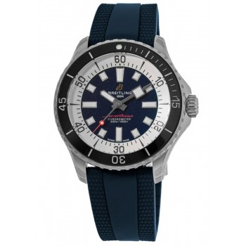 Replica Relógio Breitling Superocean automático 44 com mostrador azul e pulseira de borracha A17376211C1S1