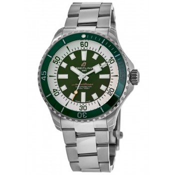 Réplica Breitling Superocean Automático 44 Relógio Masculino de Aço com Mostrador Verde A17376A31L1A1