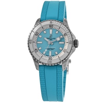 Cópia Breitling Superocean Automático 36 Mostrador Turquesa Pulseira De Borracha Relógio Masculino A17377211C1S1