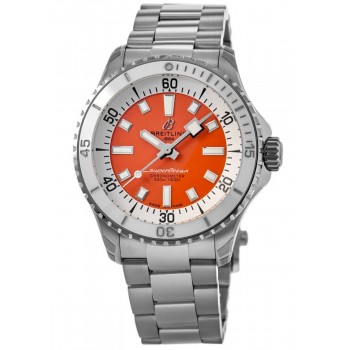 Réplica Breitling Superocean Automático 36 Relógio Feminino De Aço Com Mostrador Laranja A17377211O1A1