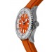 Relógio feminino falso Breitling Superocean automático 36 mostrador laranja com pulseira de borracha A17377211O1S1