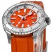 Relógio feminino falso Breitling Superocean automático 36 mostrador laranja com pulseira de borracha A17377211O1S1