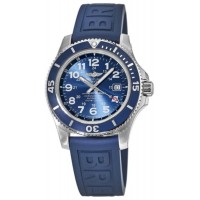 Replica Relógio Breitling Superocean II 44 com mostrador azul e pulseira de borracha azul A17392D81C1S1-SD