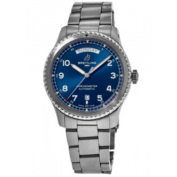 Falso Breitling Aviator 8 Automático Day &amp; Data 41 mostrador azul em aço inoxidável A45330101C1A1 relógio masculino A45330101C1A1-PO