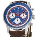 Falso Breitling Navitimer 1 B01 Cronógrafo 43 PAN AM Edição Especial Mostrador Azul Pulseira de Couro Relógio Masculino AB01212B1C1X2