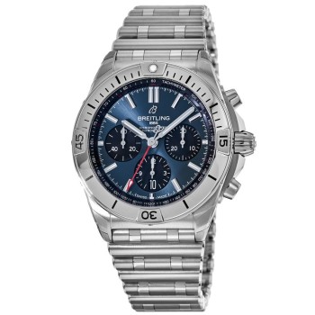 Réplica Breitling Chronomat B01 42 Relógio cronógrafo azul com mostrador em aço inoxidável AB0134101C1A1